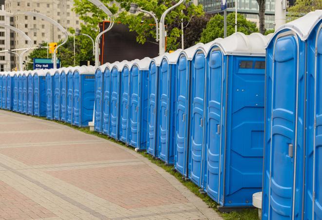 Seasonal porta potty units set up at a Goodlettsville, Tennessee venue