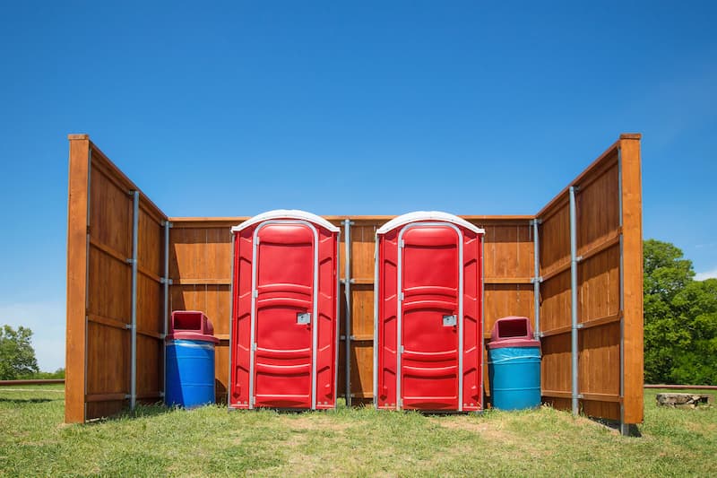 Short-term porta potty units staged for delivery in Goodlettsville, Tennessee